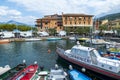 Market at the harbor of Torri del Benaco Royalty Free Stock Photo