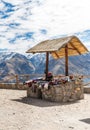 Market, Hawkers,Colca Canyon, Peru, South America. Colorful blanket, scarf, cloth, ponchos from wool of alpaca, llama Royalty Free Stock Photo