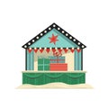 Market holiday stall flat retro color vector icon