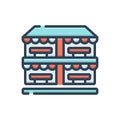 Color illustration icon for Market, marketplace and showroom