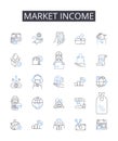 Market income line icons collection. Competition, Rivalry, Confrontation, Challenge, Clash, Conflict, Duel vector and