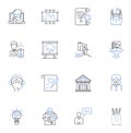 Market intelligence line icons collection. Analytics, Research, insights, Data, Trends, Competitors, Industry vector and