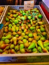 The market in Italy. Pears in a box. Royalty Free Stock Photo