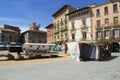 Market in the main square of Vic, Royalty Free Stock Photo