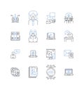 Market management line icons collection. Marketing, Strategy, Analytics, Sales, Advertising, Consumer, Branding vector