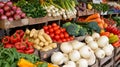 A market with many different vegetables on display Royalty Free Stock Photo