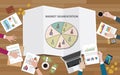 Market marketing segmentation with people group on segment circle team discuss