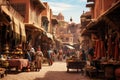 market in Marrakesh circa January 2017 in Marrakesh, A bustling marketplace in a Middle Eastern town, AI Generated