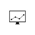 Market monitoring solid icon, computer analysis,