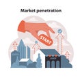 Market penetration concept. Flat vector illustration.