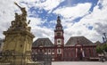 Market place and church in mannheim germany Royalty Free Stock Photo