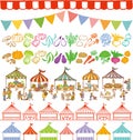 Market place illustrations and event tents frames. Royalty Free Stock Photo