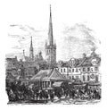 Market Place of Lubeck Germany vintage engraving