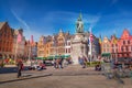 Market place Square in Bruges, Belgium Royalty Free Stock Photo