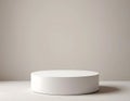 Market podium - white round platform for product placement on a light colored background.