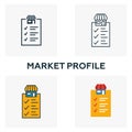 Market Profile icon set. Four elements in diferent styles from content icons collection. Creative market profile icons filled, Royalty Free Stock Photo