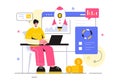 Market Research and Analysis Vector Illustration with Team Management and Analytics for Creating Data Statistics in a Flat Style