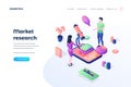 Market research landing page vector template isometric illustration