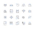 Market research line icons collection. Surveys, Analytics, Demographics, Focus groups, Questionnaires, Data analysis