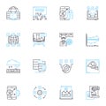 Market research linear icons set. Survey, Analysis, Consumer, Data, Focus group, Insights, Demographics line vector and
