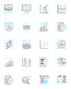 Market research linear icons set. Survey, Analysis, Consumer, Data, Focus group, Insights, Demographics line vector and