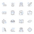 Market research line icons collection. Survey, Data, Analysis, Insights, Trends, Demographics, Sampling vector and