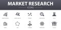 Market research simple concept icons set