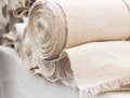 Market. rolls of linen Royalty Free Stock Photo