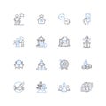 Market saturation line icons collection. Saturation, Overcrowding, Overabundance, Oversupply, Flooded, Glut, Superfluous