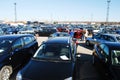 Market of second hand used cars in Kaunas city Royalty Free Stock Photo