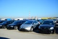 Market of second hand used cars in Vilnius city Royalty Free Stock Photo