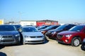 Market of second hand used cars in Vilnius city Royalty Free Stock Photo
