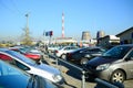 Market of second hand used cars in Vilnius city Royalty Free Stock Photo