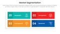 market segmentation framework analysis infographic 4 point stage template with rectangle matrix structure shape for slide