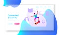 Market Segmentation Landing Page Template. Boy Jumping on Skateboard. Skateboarder Teen Outdoors Activity