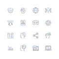 Market segmentation line icons collection. Demographics, Psychographics, Geographic, Behavioral, Targeting, Segments