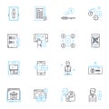 Market segmentation linear icons set. Demographics, Psychographics, Geographics, Behavior, Age, Income, Gender line Royalty Free Stock Photo