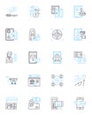 Market segmentation linear icons set. Demographics, Psychographics, Geographics, Behavior, Age, Income, Gender line