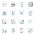 Market segmentation linear icons set. Demographics, Psychographics, Geographics, Lifestyle, Behavior, Targeting Royalty Free Stock Photo