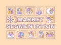 Market segmentation word concepts orange banner