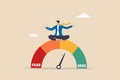 Market sentiment, fear and greed index, emotional on stock market or crypto currency trading indicator, investment risk psychology