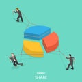 Market share flat isometric vector concept