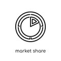 market share icon. Trendy modern flat linear vector market share Royalty Free Stock Photo