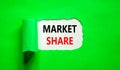Market share symbol. Concept words Market share on beautiful white paper. Beautiful green table green background. Business and Royalty Free Stock Photo