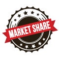 MARKET SHARE text on red brown ribbon stamp