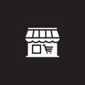 Market, shop icon vector, filled flat sign, solid white pictogram isolated on black.