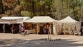 Shops on a music festival in nature Royalty Free Stock Photo