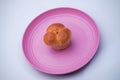 Market snack bread filled with jam on a white background