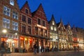 The Market Square in Brugge, Belgium at night