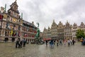 Market square in center of Antwerp with Brabo fountain and City Hall, Belgium Royalty Free Stock Photo